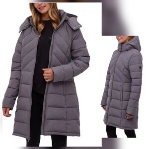NEW! Bench Women's Gray Long Puffer Jacket Size S
